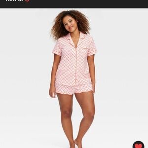 Roller Rabbit x Target Geo Hearts Pink Pajama Set Shorts Women’s XS NWT Limited